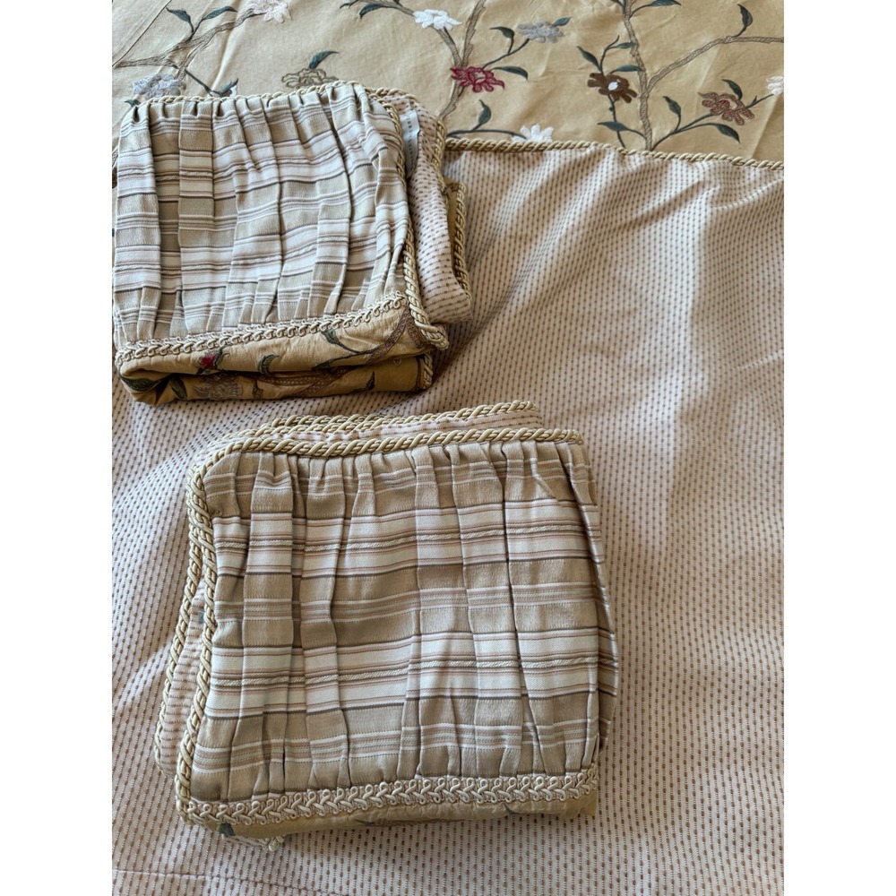 VTG Eastern Accents KING Duvet & Pillow Shams Set Silk embroidered Floral Gold - Picture 12 of 16